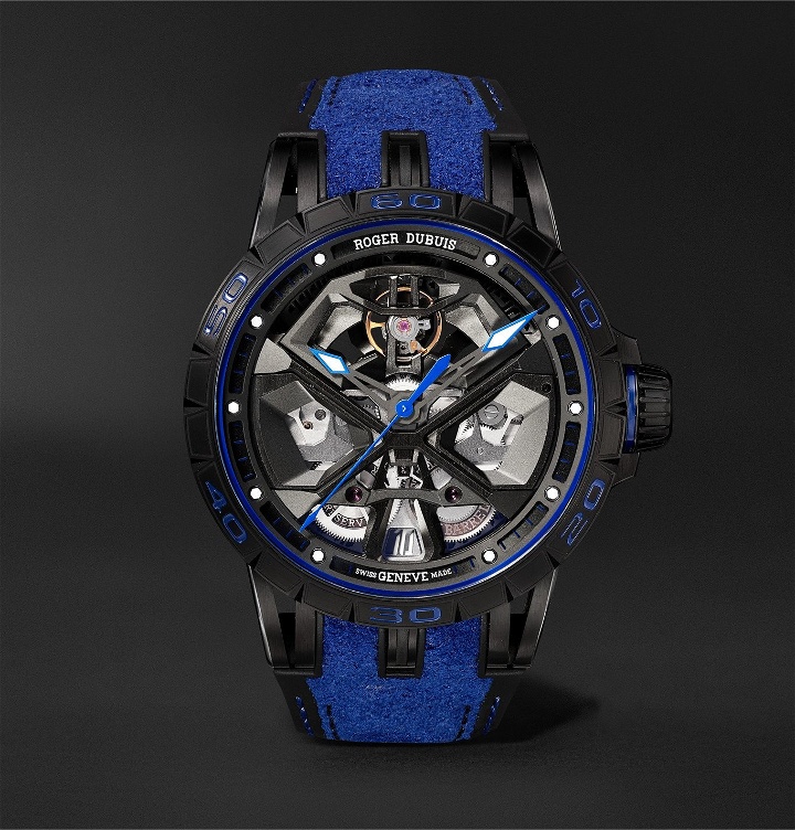 Photo: Roger Dubuis - Excalibur Huracán Automatic Skeleton 45mm Titanium and Rubber Watch, Ref. No. RDDBEX0749 - Black
