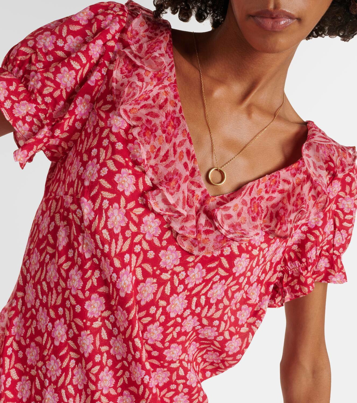 RIXO リキソー ブランド ワンピース Clementina floral 960014 Clementina Midi Dress in Pink Tulip Fields Coral