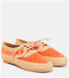 Clergerie - Raffia-trimmed suede loafers