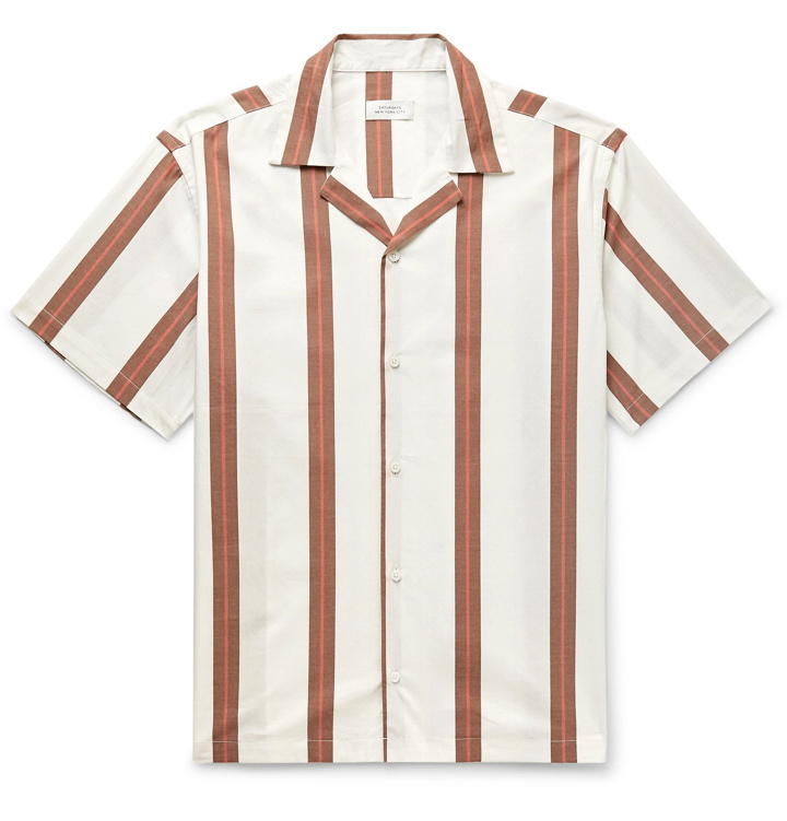 Photo: Saturdays NYC - Canty Camp-Collar Striped Cotton-Poplin Shirt - Neutrals