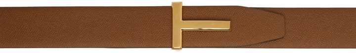 Photo: TOM FORD Tan & Off-White Reversible T Icon Belt
