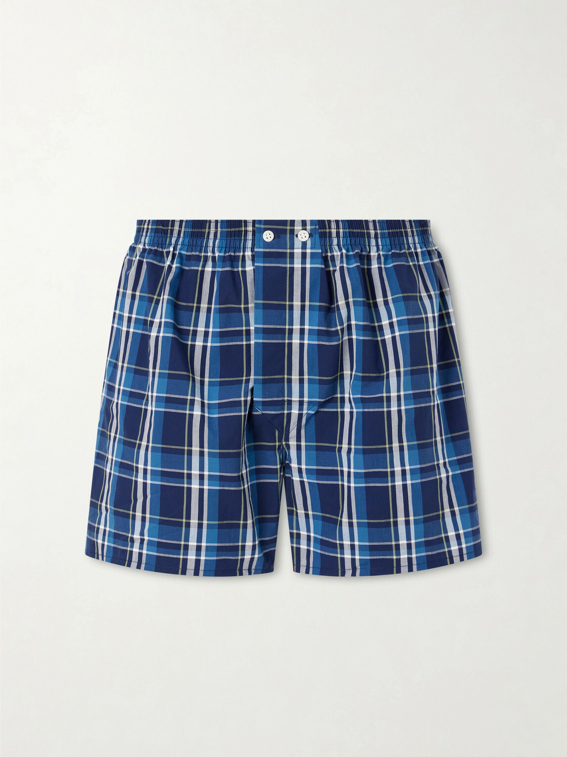 Derek Rose - Barker 42 Checked Cotton-Jersey Boxer Shorts - Blue