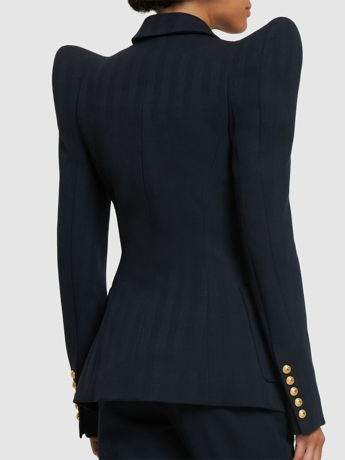 Double-Breasted Chevron Blazer