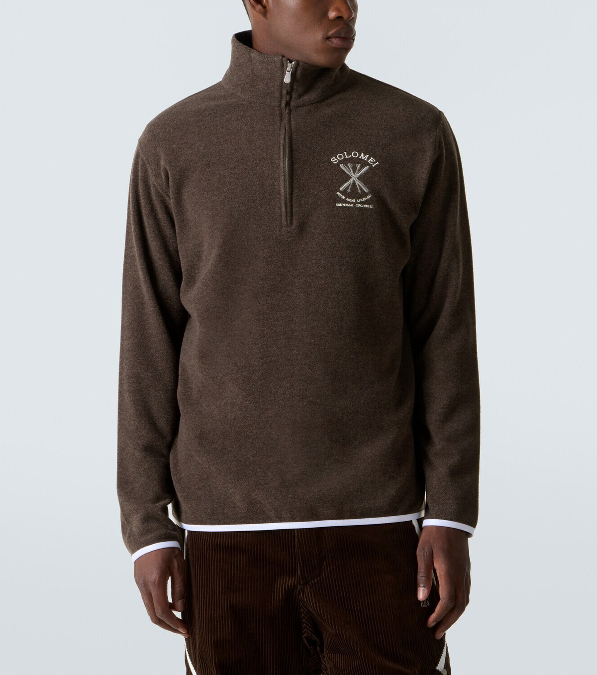 Brunello Cucinelli Cashmere and cotton-blend half-zip sweatshirt
