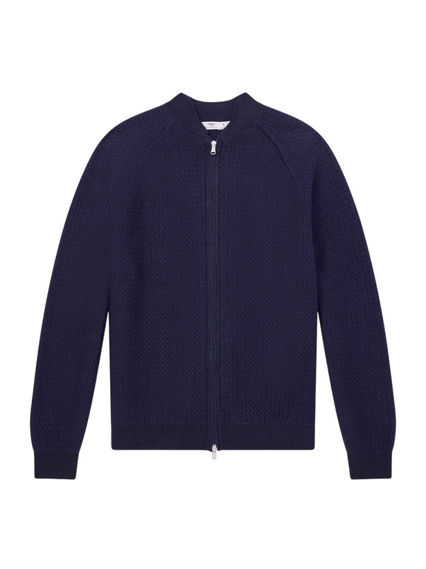 Photo: Inis Meáin - Tonnta Merino Wool, Baby Alpaca and Silk-Blend Bomber Jacket - Blue