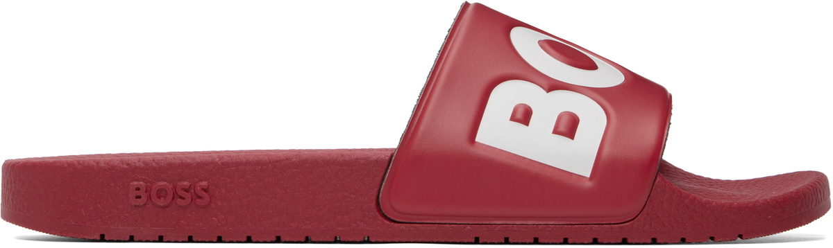 BOSS Red Large Logo-Detail Slides