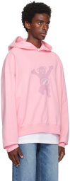 We11done Pink Printed Hoodie