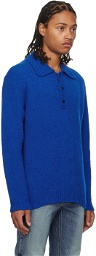 Solid Homme Blue Three-Button Polo
