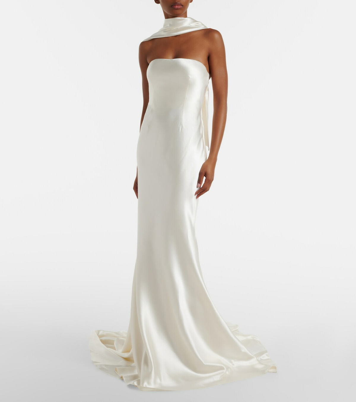 Danielle Frankel Bridal River silk and wool bustier gown