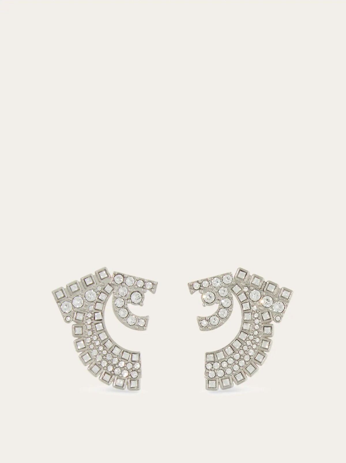 Ferragamo Womens Deconstructed Gancio stud earrings in Silver