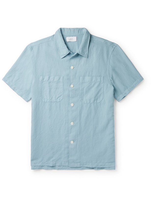 Photo: MR P. - Garment-Dyed Cotton and Linen-Blend Shirt - Blue