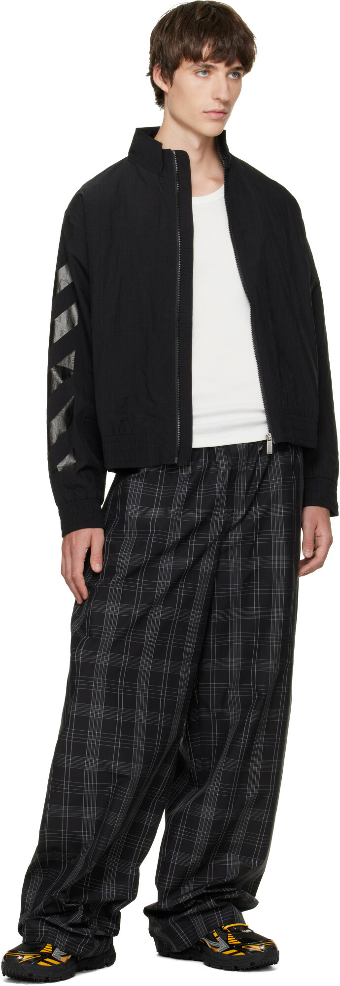 Off-White Black Glossy Arrow Nylon Relax Track Jacket