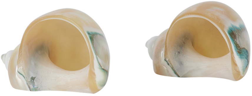 Gohar World Off-White Shell Napkin Ring Set