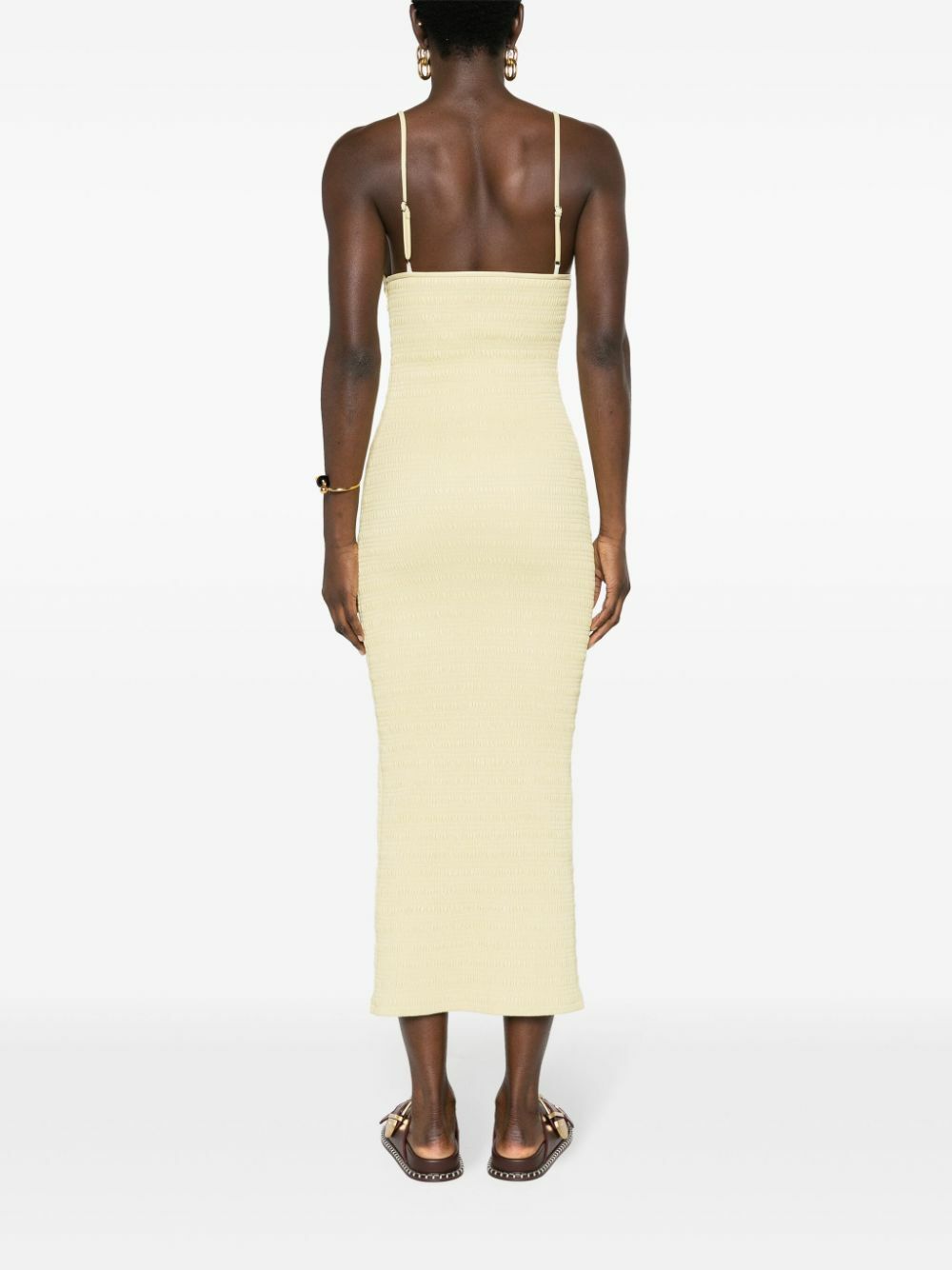 Nanushka Yellow Barra Smocked Midi Dress Nanushka