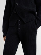Dries Van Noten - Meru Tapered Ribbed Wool Sweatpants - Black