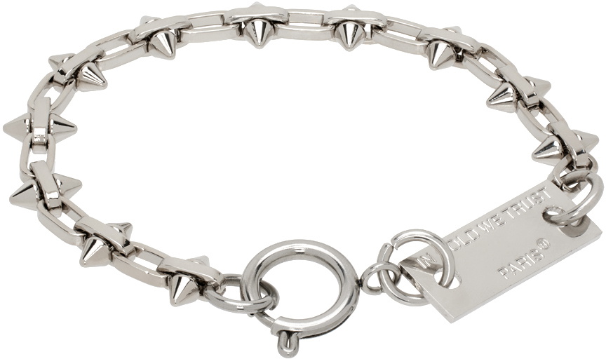 IN GOLD WE TRUST PARIS SSENSE Exclusive Silver Thin Spike Bracelet