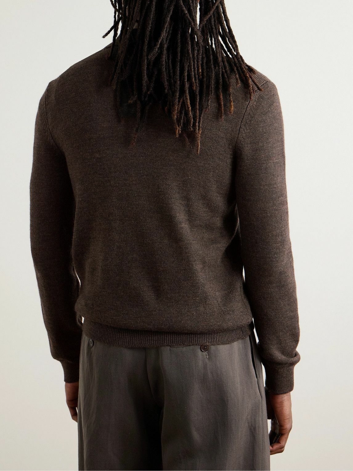 De Bonne Facture - Slim-Fit Virgin Wool Polo Shirt - Brown