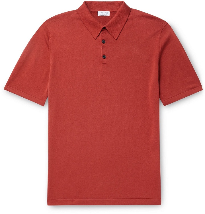 Photo: Sunspel - Slim-Fit Sea Island Cotton Polo Shirt - Red