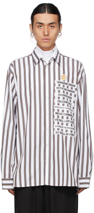 Photo: Raf Simons White Stripe Patched Boxy Shirt