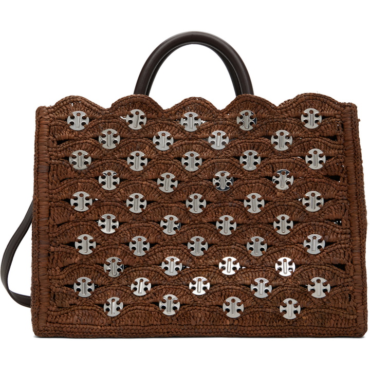 Photo: Rabanne Brown Large Signature Signature 1969 Discs Tote