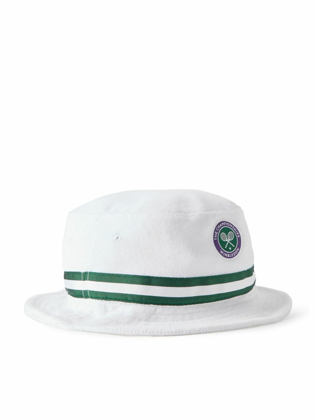 Photo: Polo Ralph Lauren - Wimbledon Webbing-Trimmed Logo-Appliquéd Cotton-Blend Terry Bucket Hat - White