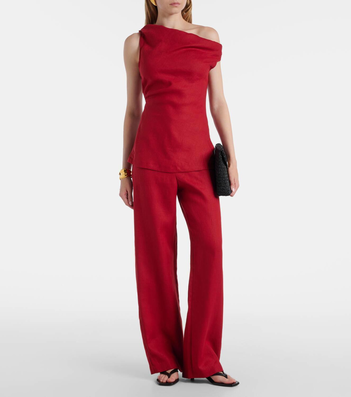 Faithfull Isabel high-rise linen straight pants