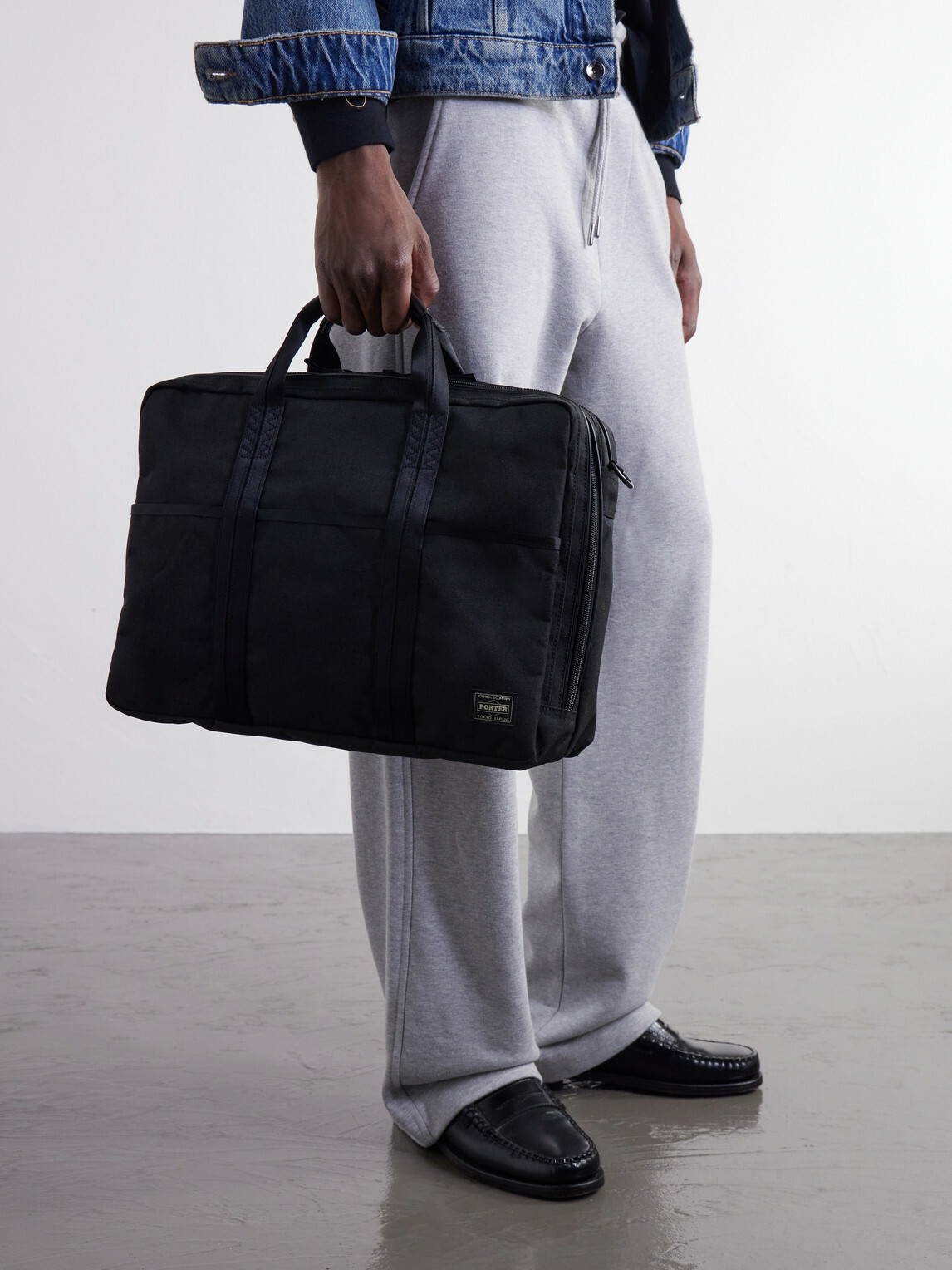 Porter-Yoshida and Co - Hybrid 2Way Canvas Briefcase - Black