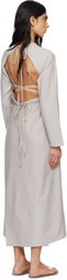Baserange Taupe Long Sleeve Apron Maxi Dress