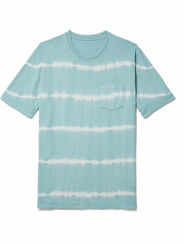 Photo: Hartford - Tie-Dyed Striped Slub Cotton-Jersey T-Shirt - Blue