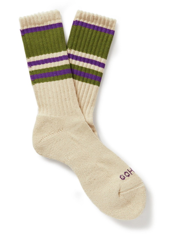 Photo: Anonymous ism - GOHEMP Striped Ribbed-Knit Socks