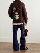 BODE - Fir Shawl-Collar Intarsia Wool Zip-Up Cardigan - Brown