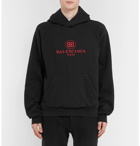Balenciaga - Logo-Print Cotton-Blend Jersey Hoodie - Men - Black