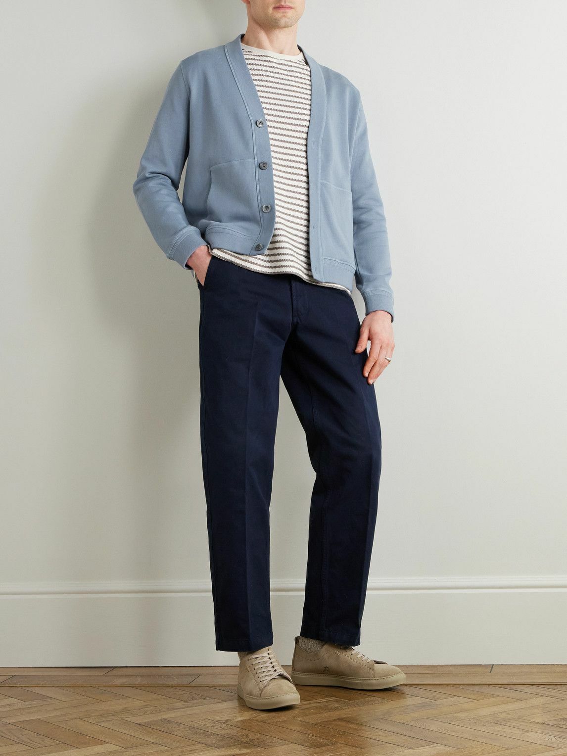 Mr P. - Cotton-Jersey Cardigan - Blue
