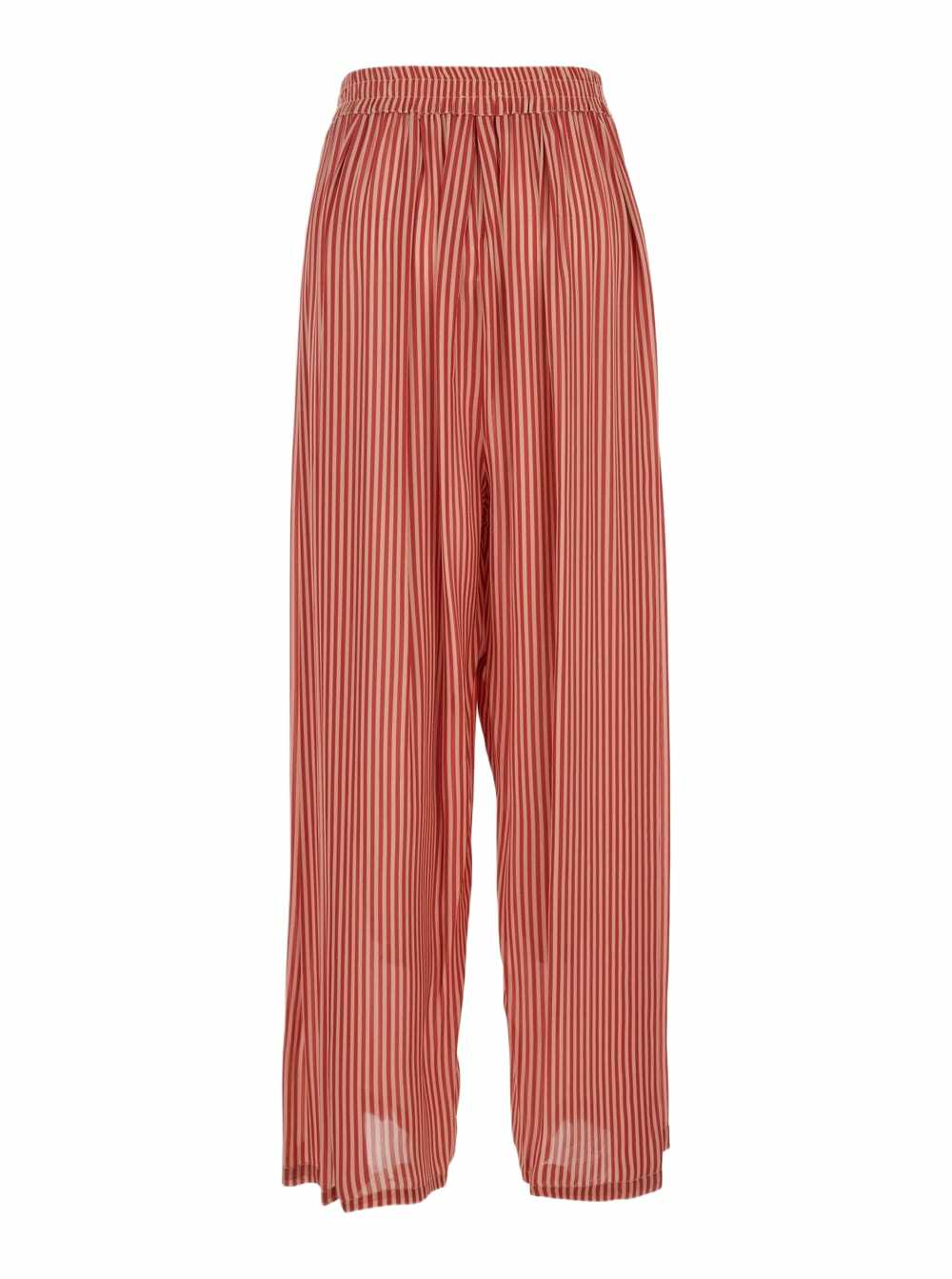 Merci Red Pants With All-over Striped Motif And Elastic Waist In Fabric Woman