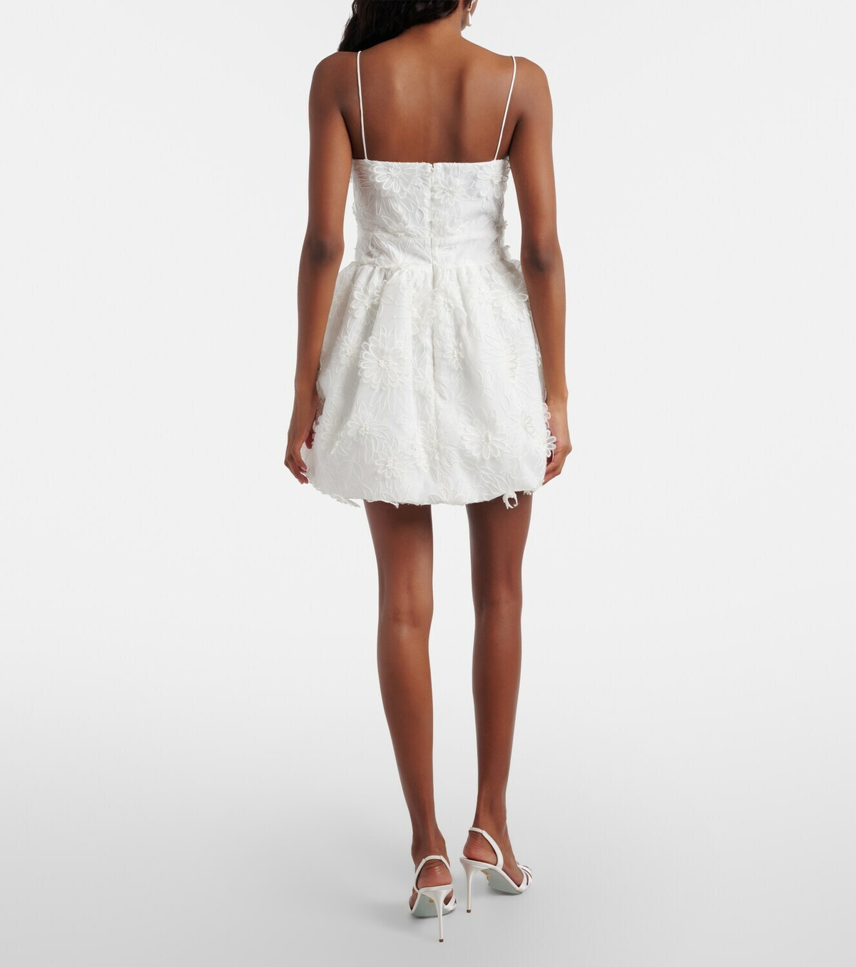 Self-Portrait Floral-appliqué organza minidress