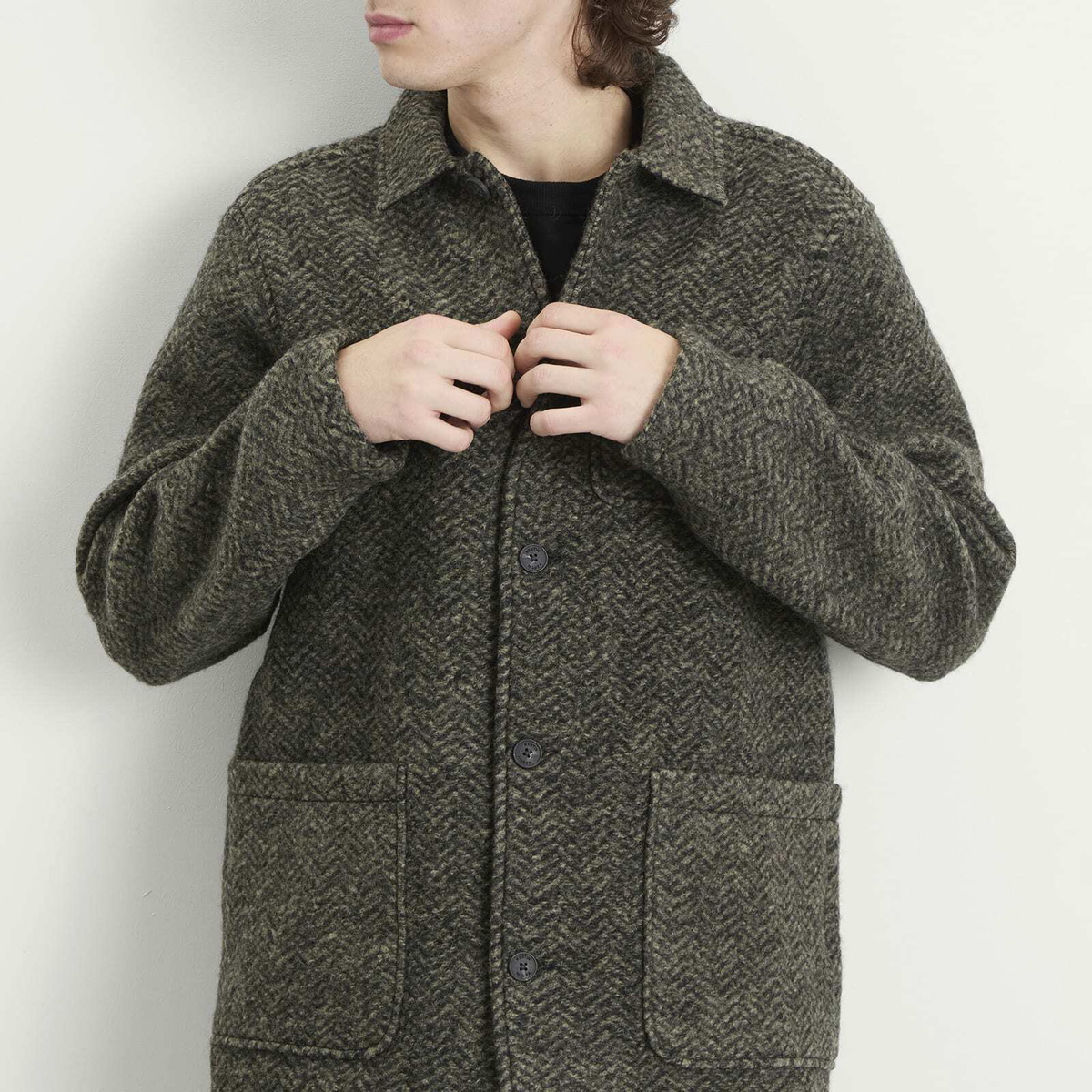 Kestin Men's Ormiston Jacket in Moss Herringbone Wool