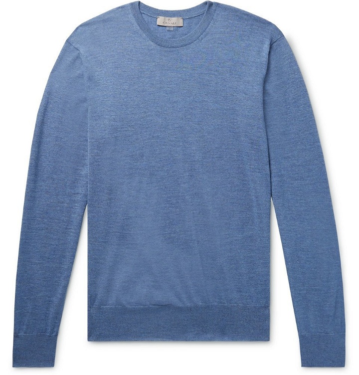 Photo: Canali - Mélange Merino Wool Sweater - Men - Blue