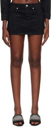 Alexander Wang Black Allover Tonal Hotfix Denim Miniskirt