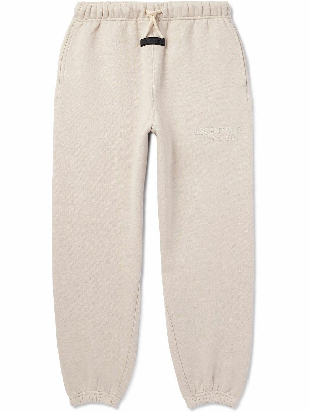 Photo: Fear of God Essentials Kids - Logo-Appliquéd Cotton-Blend Jersey Sweatpants - Neutrals