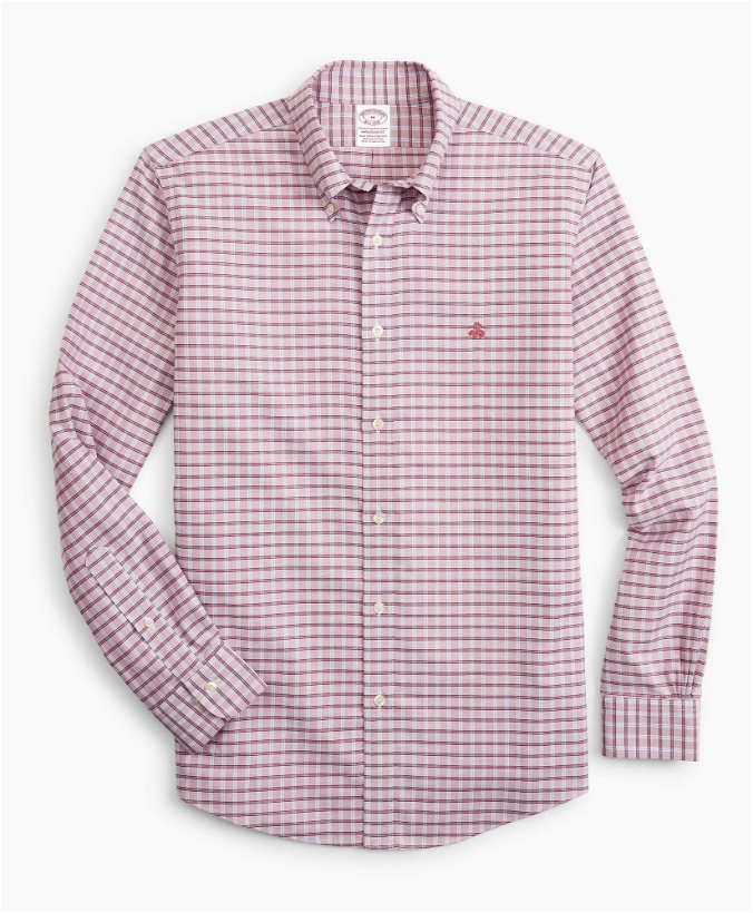 Photo: Brooks Brothers Men's Stretch Madison Relaxed-Fit Sport Shirt, Non-Iron Check | Red