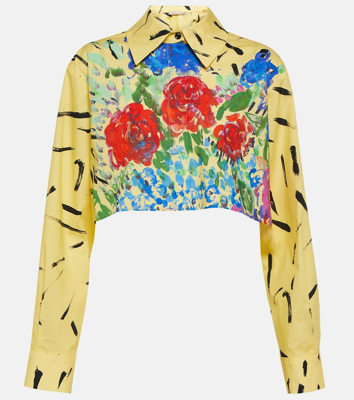 Christopher Kane Floral cropped cotton shirt