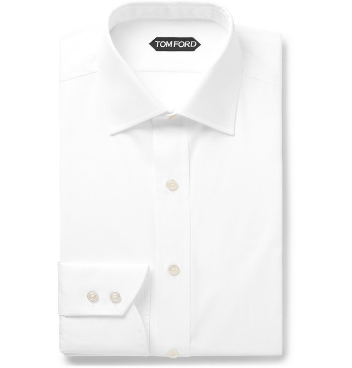 Photo: TOM FORD - White Slim-Fit Cutaway-Collar Cotton-Poplin Shirt - Men - White