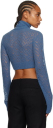 JUNEYEN Blue Hollow Out Turtleneck