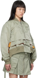 sacai Khaki Layered Bomber Jacket