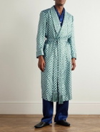 Charvet - Belted Printed Silk-Twill Robe - Blue