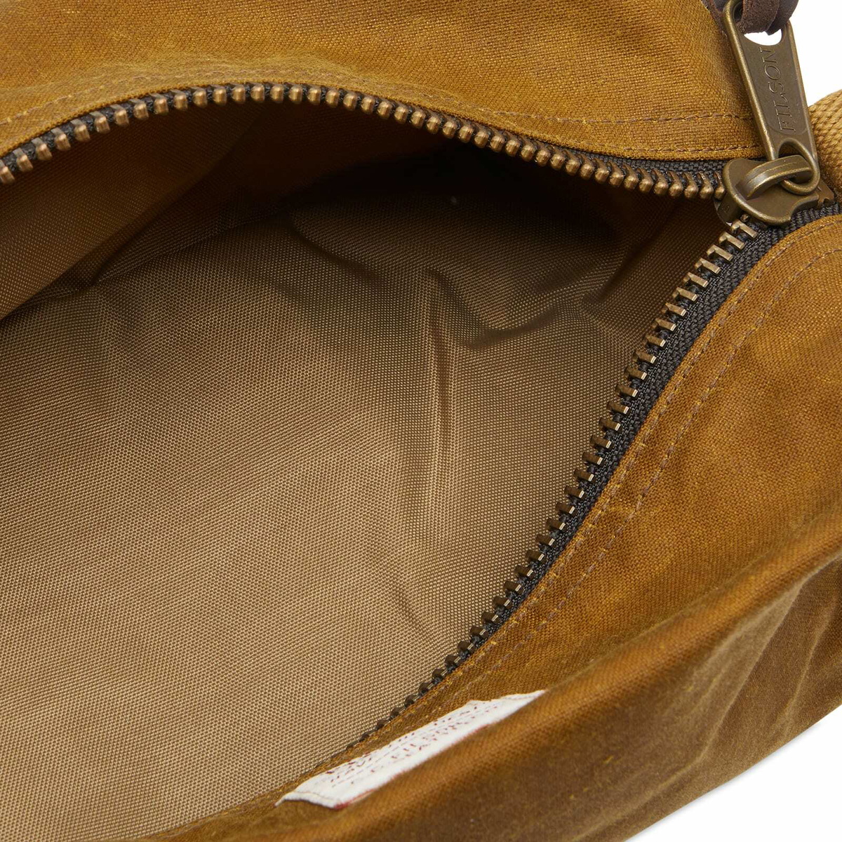 Filson Tin Cloth Zipper Tote Bag in Dark Tan/Flame