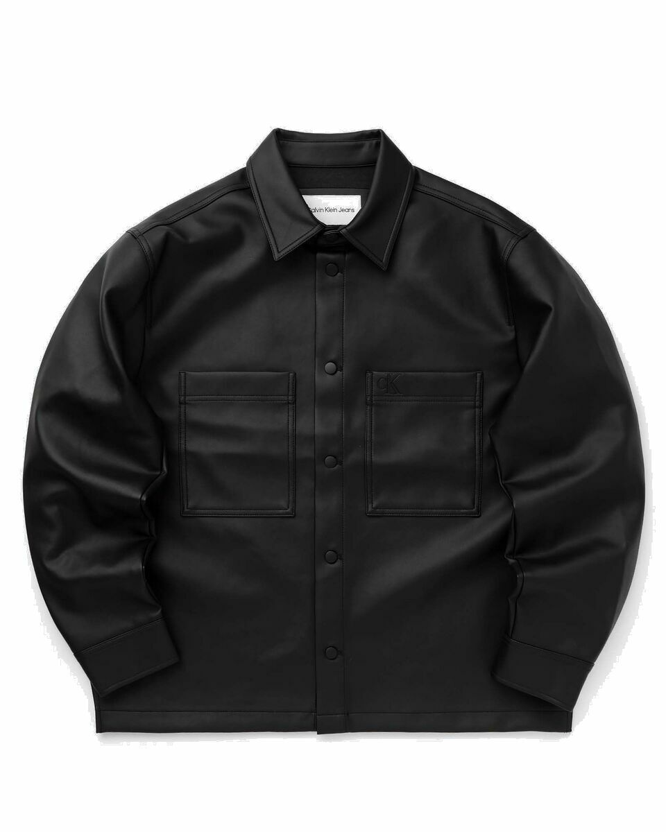 Photo: Calvin Klein Jeans Faux Leather Shirt Black - Mens - Overshirts