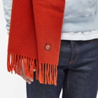 Maison Kitsuné Men's Fox Head Patch Wool Scarf in Burnt Red/Rust