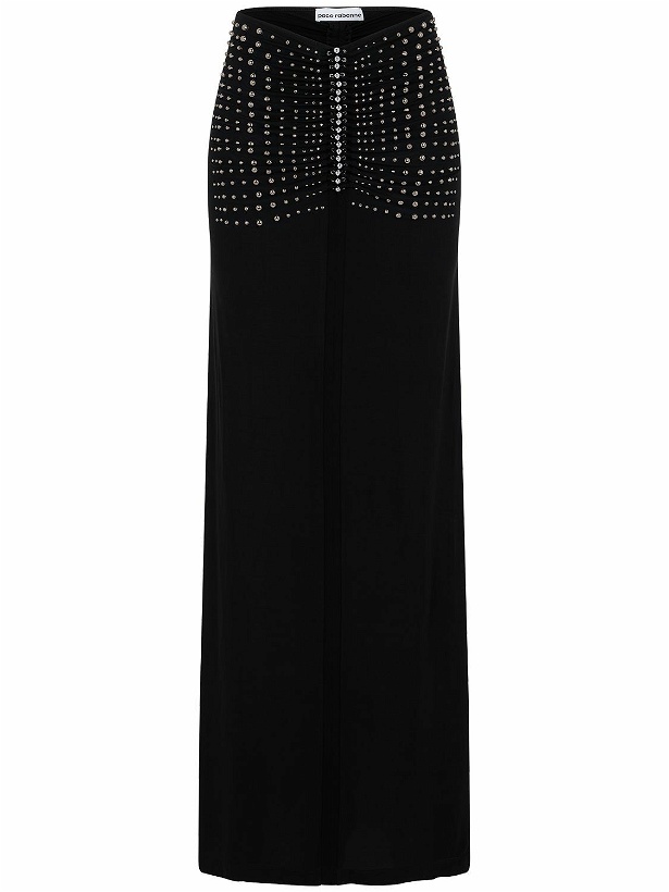 Photo: RABANNE High Rise Jersey Midi Skirt with Crystals