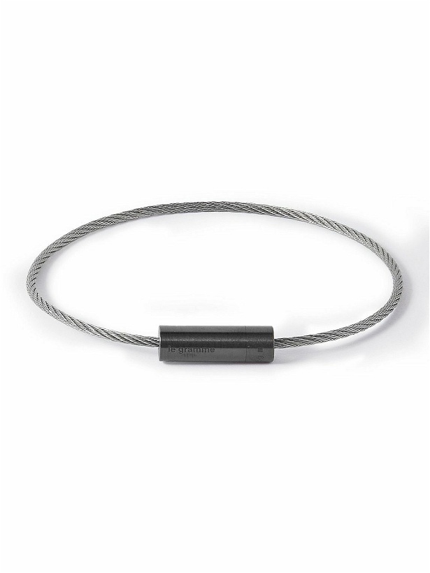 Photo: Le Gramme - 5g Brushed Recycled Sterling Silver and Ceramic Bracelet - Black